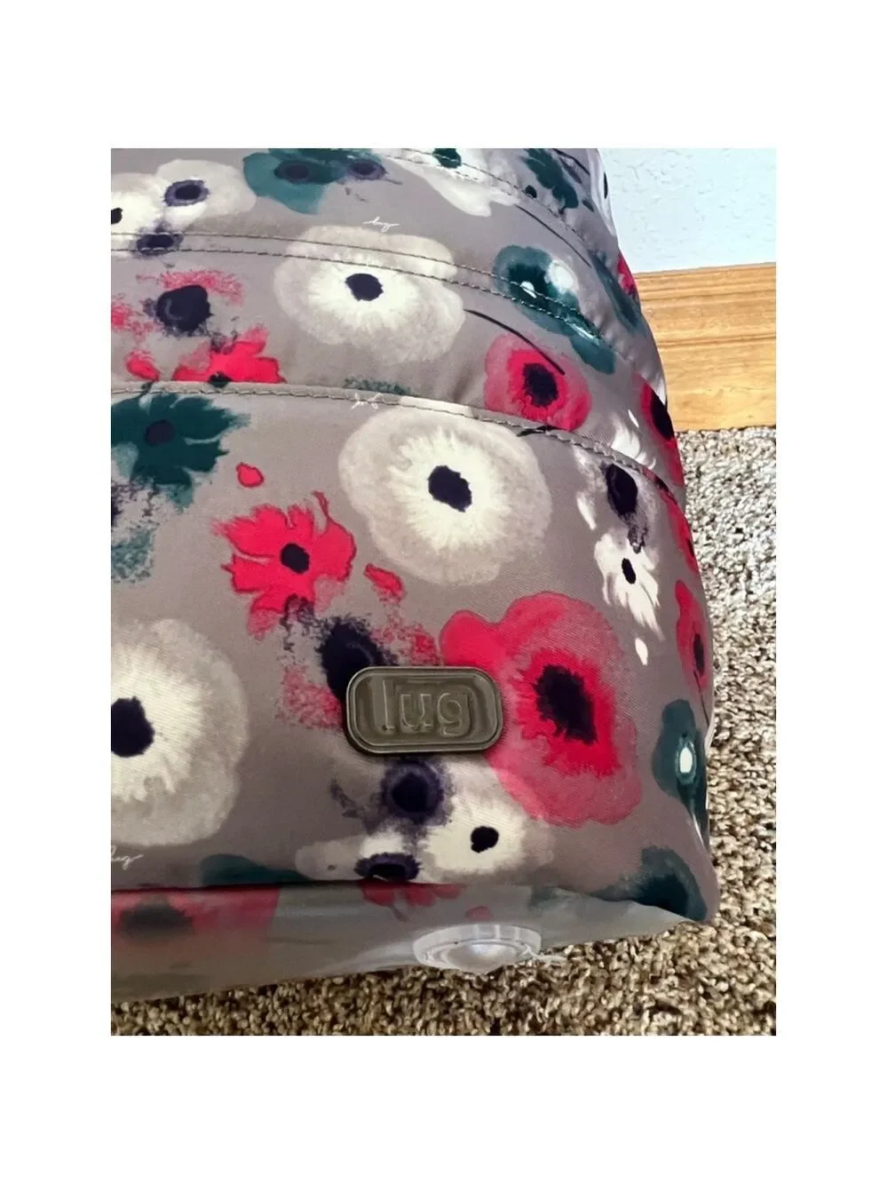 Women's Lug One Size Grey Pink Floral Puffer Hobo Bag